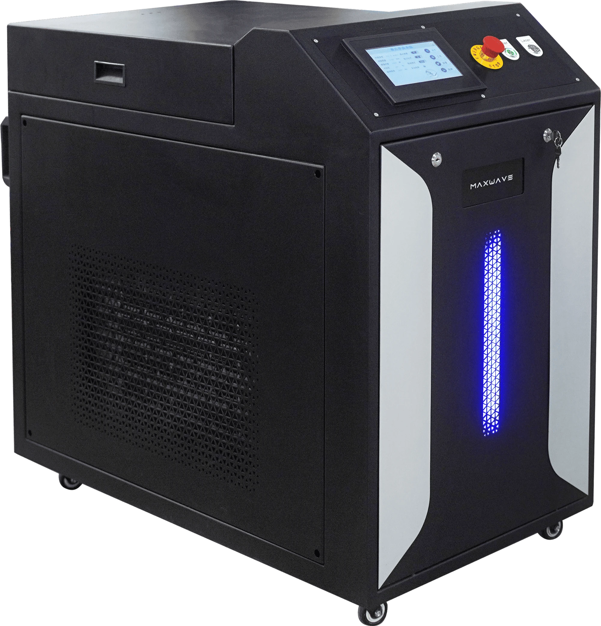 LCW1500-3000W water-cooled continuous-wave laser cleaner cabinet, side view