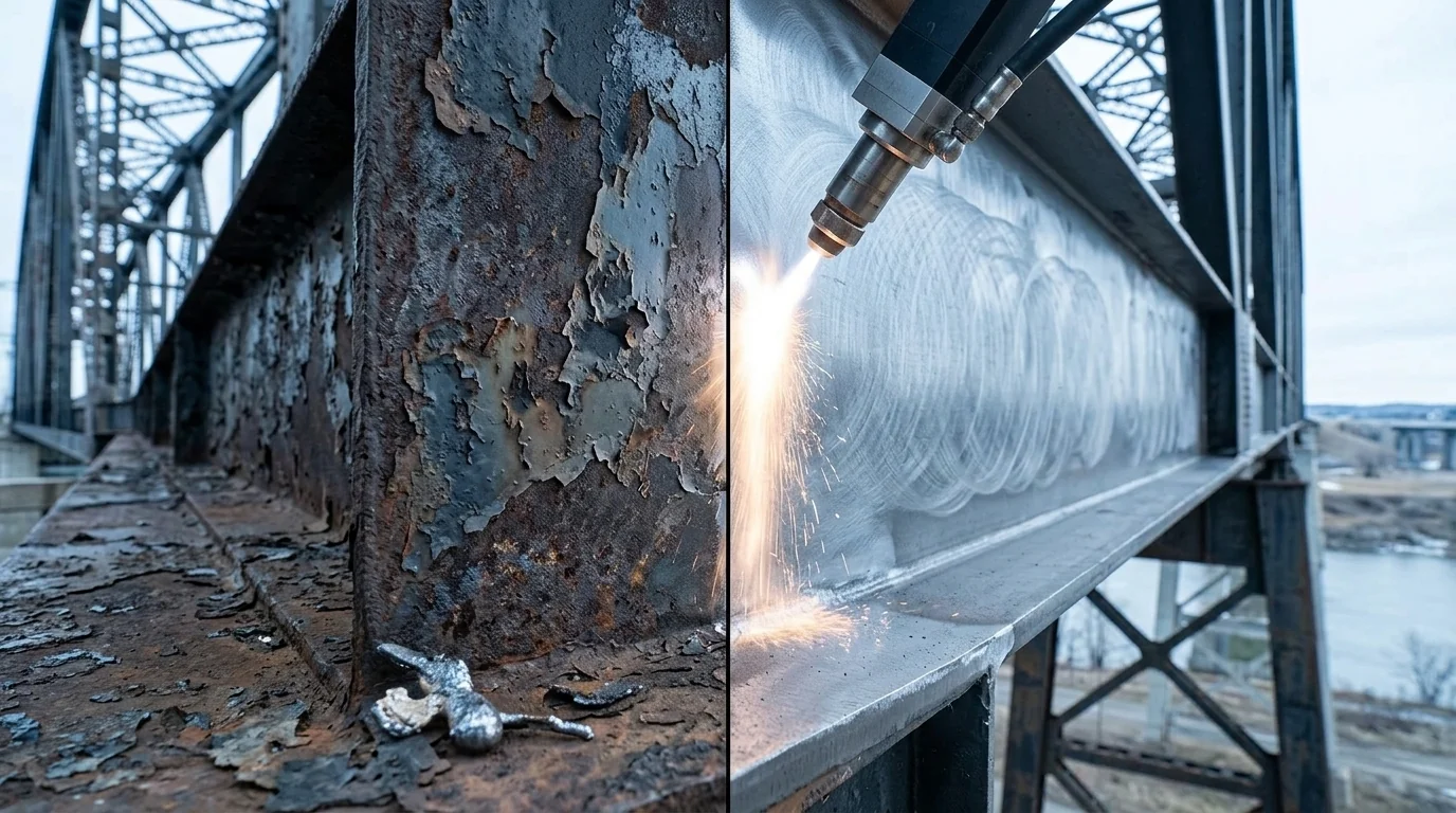 Steel structure rust removal before and after